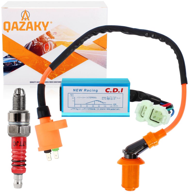 QAZAKY Performance Ignition Coil + CDI AC Box + Spark Plug for GY6 50cc-90cc 110cc 125cc 150cc 4-stroke Engine Scooter ATV Go Kart Moped Quad Go Kart Pit Dirt Racing Bike Motorcycle 139QMB 152QMI - Image 1